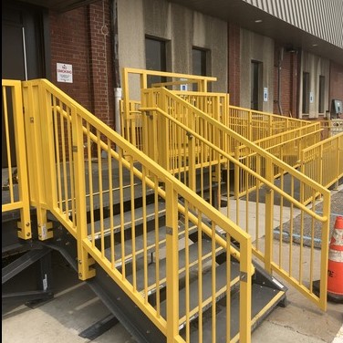 ada compliant wheelchair ramp, structural shapes, g r p grating, f r p grating